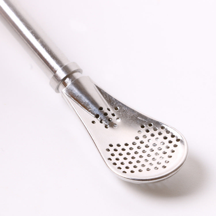 Stainless steel straw mixing spoon
