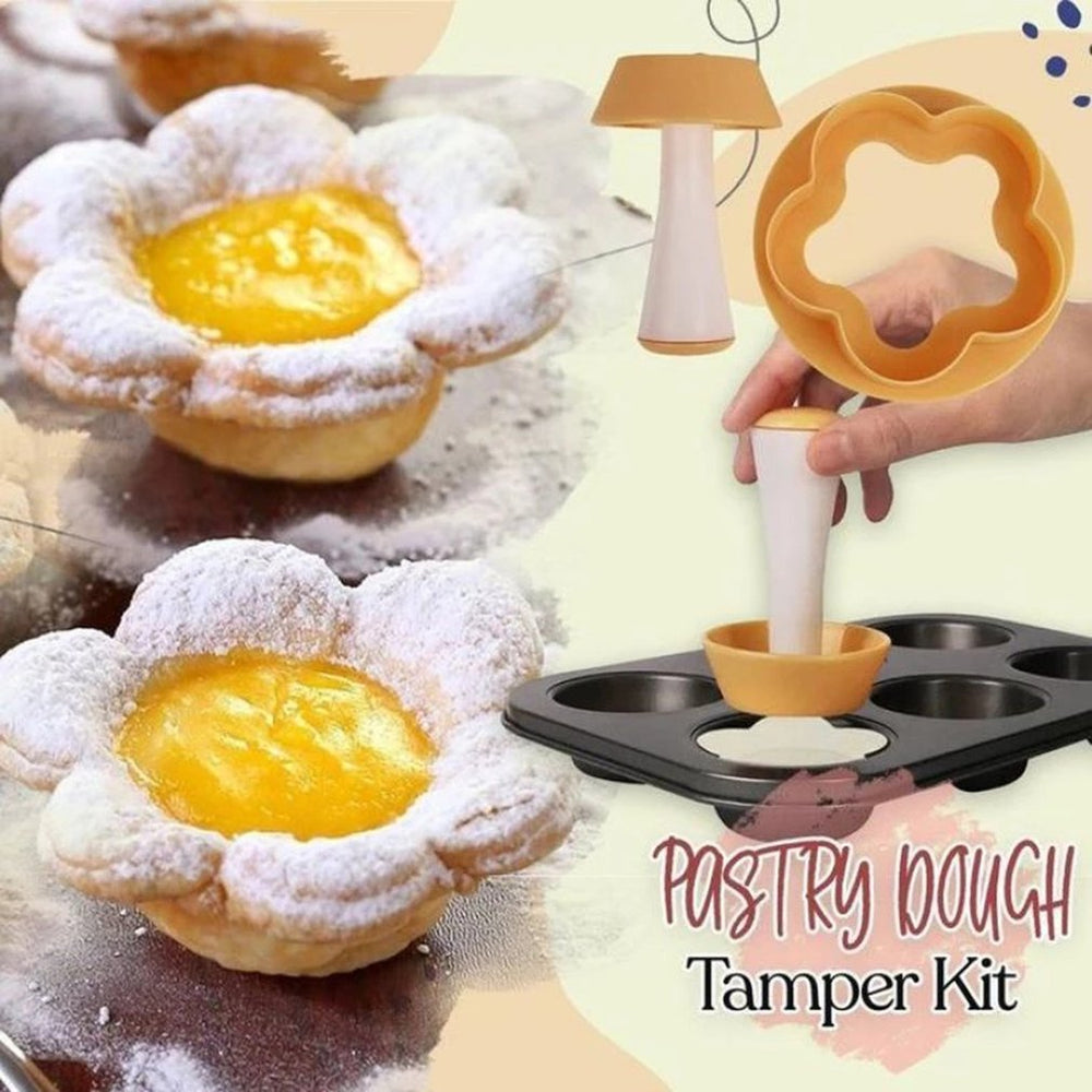Plastic Pastry Tamper Tart Shell Molds Cake Cutter Flower Round Dough Cookie Cutter Set